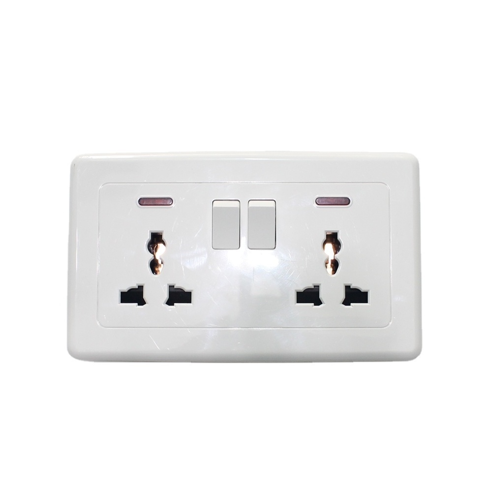 Modern European standard Wall Switch And Socket  Home Application 2 Gang 1 Way Wall Switch 10A Light Switch