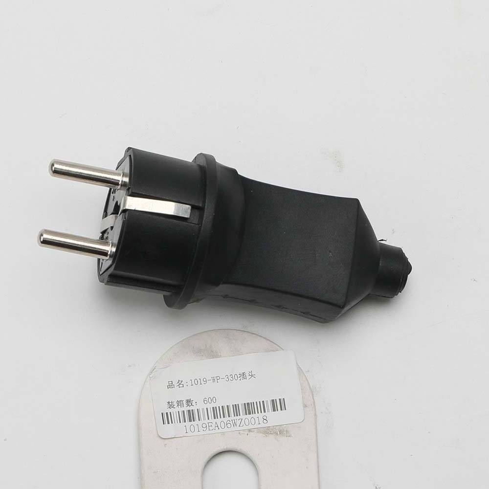 Pure black two-pin plug is practical and popular, good quality and good sales, simple style with cover