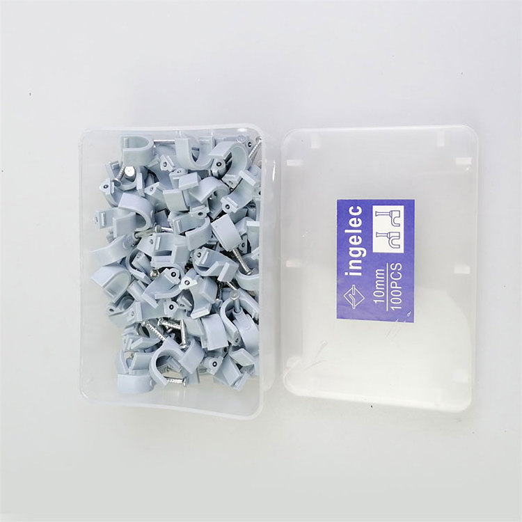 ingelec Electrical Wiring Accessories Flat Nail Clip Round Plastic Wall Cable Wire Clips cable staple