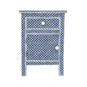 Top Sale Night Stand High Quality Nightstand Cheap Bedside Cabinet with Drawers Fish scale design blue bone inlay bed side table