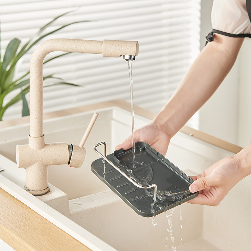 Stainless Steel 304 Kitchen Sink Caddy with Drip Tray Kitchen Sponge Holder Sink Caddy Sink Organizer for Sponge Holder