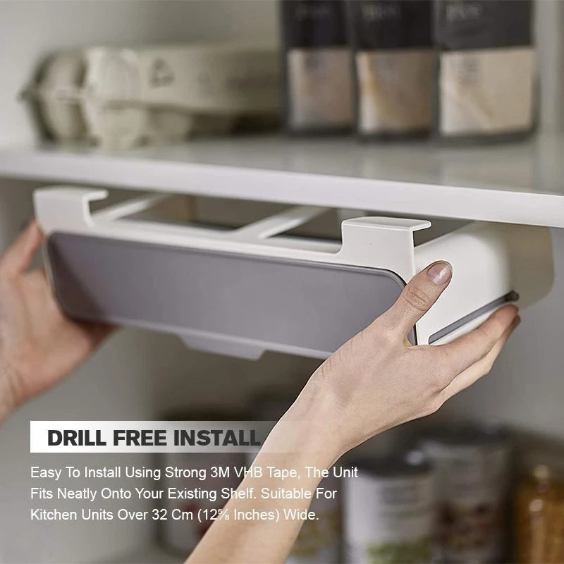 Plastic Wall Mounted Pull Out Drawer Storage Holder Kitchen self-adhesive Rotating Hanging Under-shelf Spice Organizer Rack