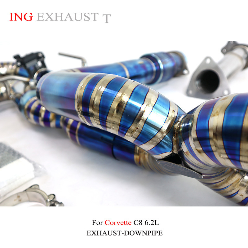 ING new items titanium alloy Catback exhaust muffler with valve fit for Corvette C8 6.2 Titanium alloy Exhaust