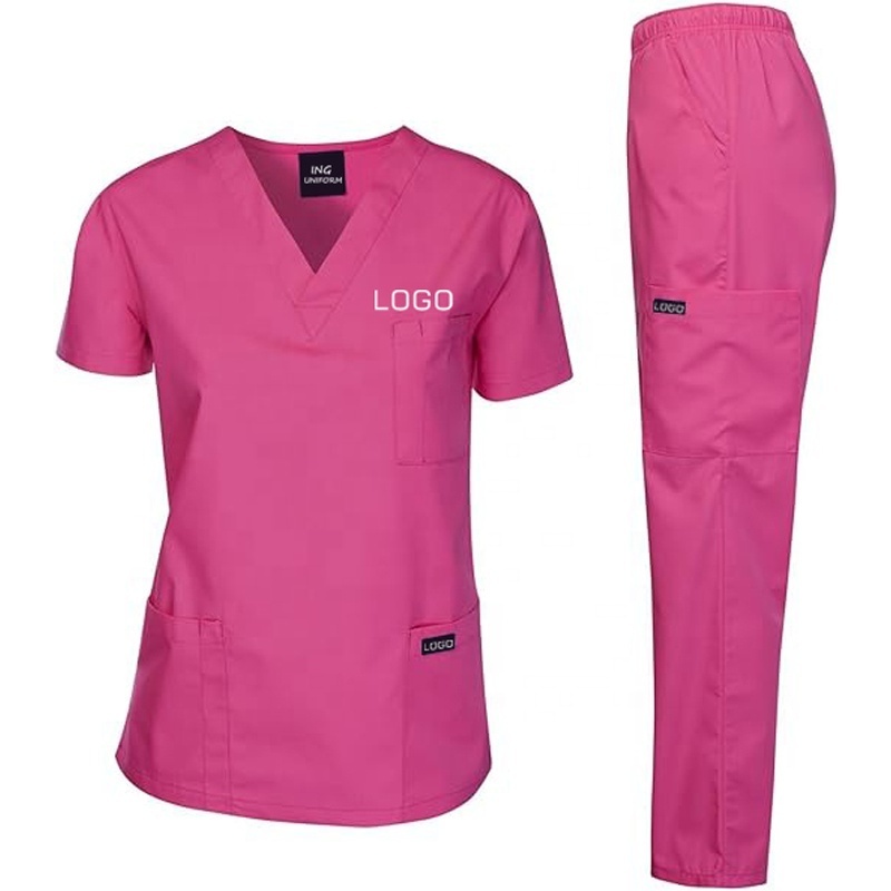 Wholesale Custom Stretch Breathable Women Sets Nursing Scrubs Uniformes De Enfermera Para Hospital Scrubs Uniforms Sets Woven