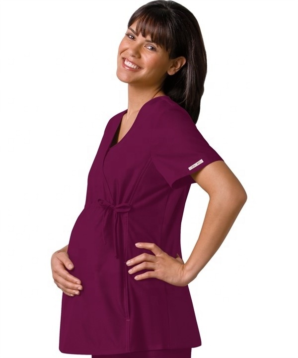 Wholesale Bulk Custom Female Hospital Medical Scrub Uniform Women Wrapped Nurse Maternity Scrubs Top