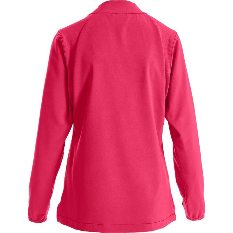 Women's Zip Front Hospital Softshell Fleece Warm Up Nurse Scrub Jacket with Two Front lower Pockets