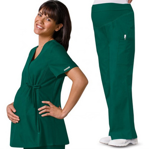 Wholesale Bulk Custom Female Hospital Medical Scrub Uniform Women Wrapped Nurse Maternity Scrubs Top