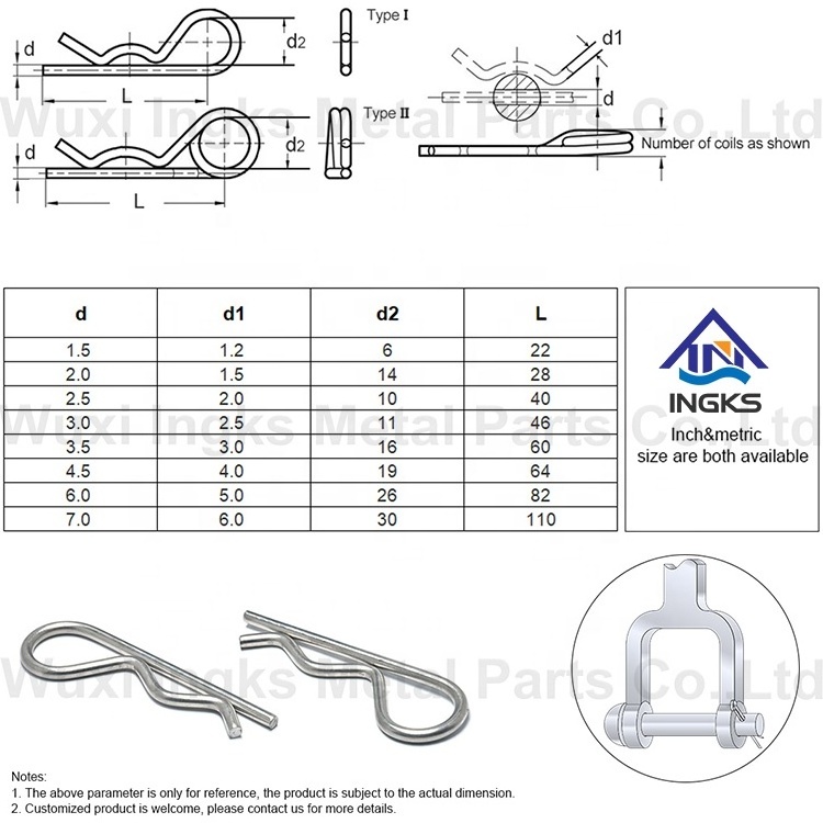 18-8 Stainless Steel Retaining Spring Pins Spring R Clip Cotter Pin