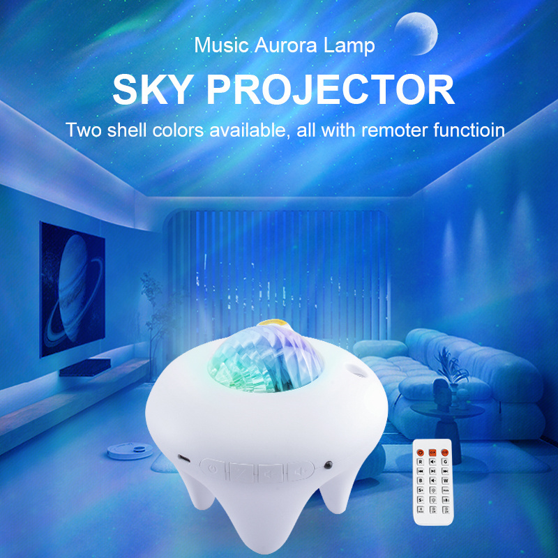 Hot selling smart aurora galaxy led night light for kids room baby white noise machine with  moon pattern light decoration