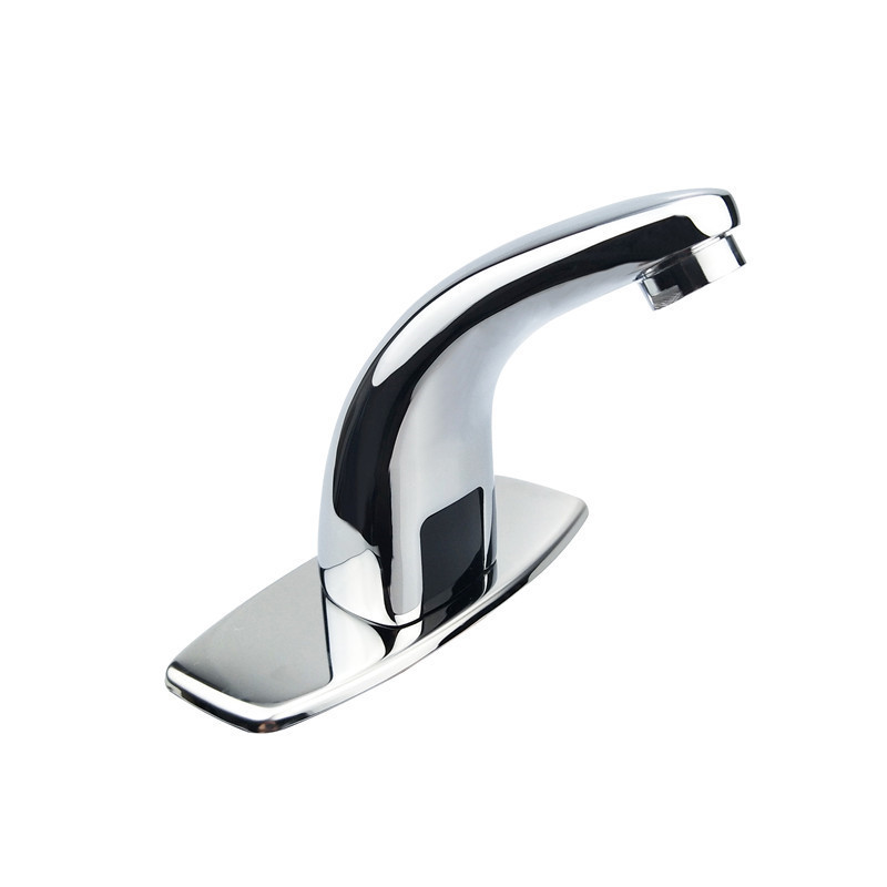 Smart Touchless Cold Water Basin Faucet with Infrared Sensor for Bathroom and Commercial Use - Chrome Finish and Water Saving