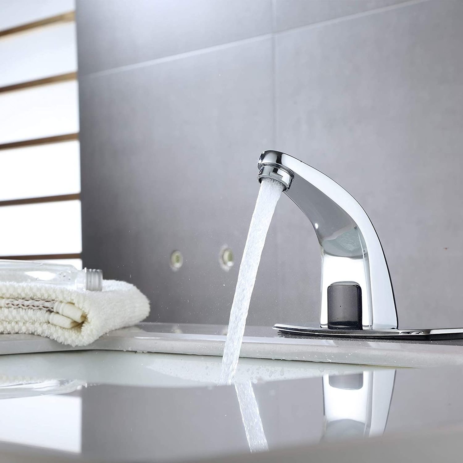 Smart Touchless Cold Water Basin Faucet with Infrared Sensor for Bathroom and Commercial Use - Chrome Finish and Water Saving