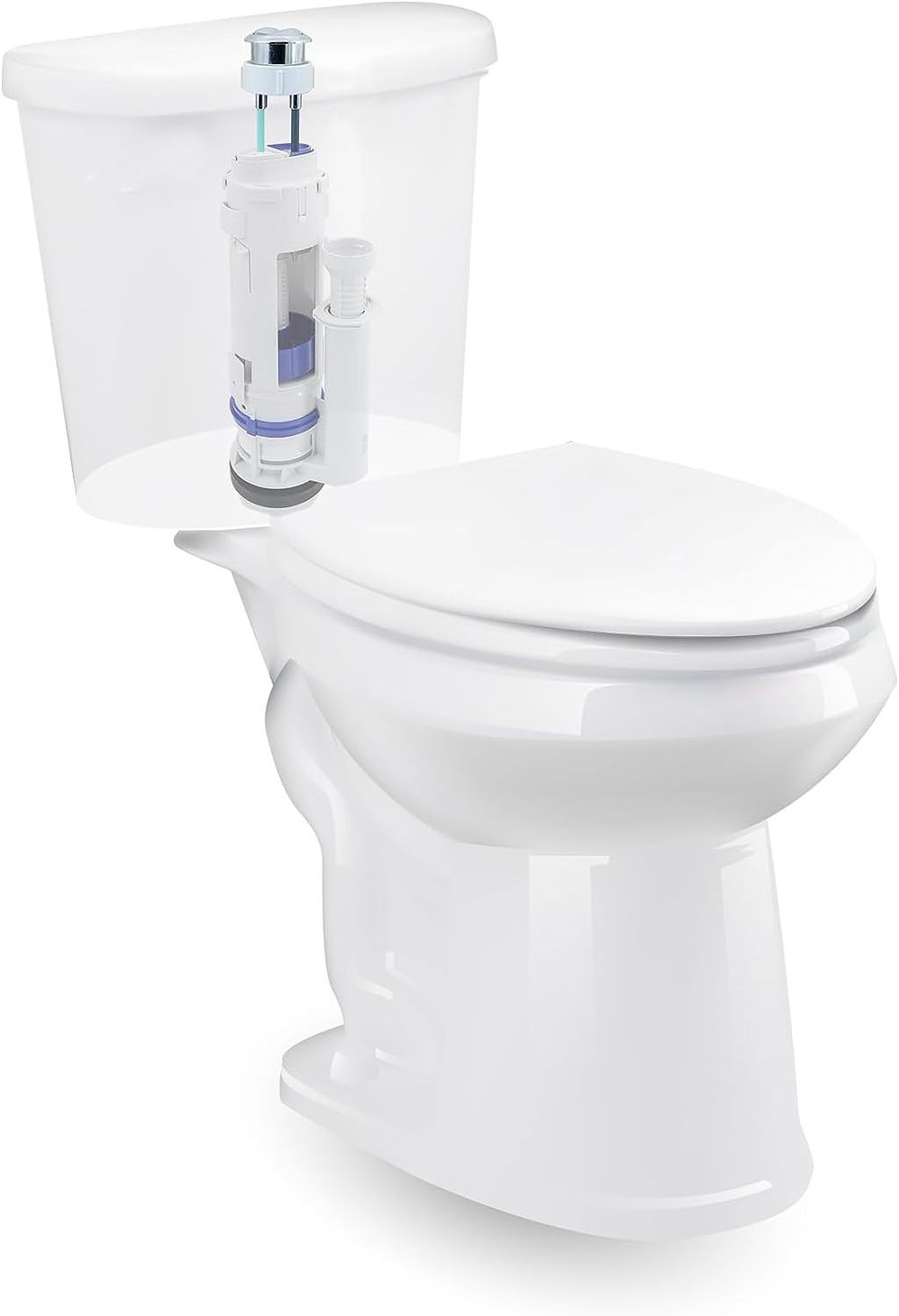 Dual Flush Valve Replacement Parts  Fit for Split Toilet,with Top Push Button,Universal Toilet Spare Kits White,2 Inches