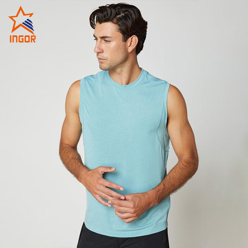 Wholesale Custom Men's Gym Fitness Running Singlet Wife Beater Tank Top Men Vest