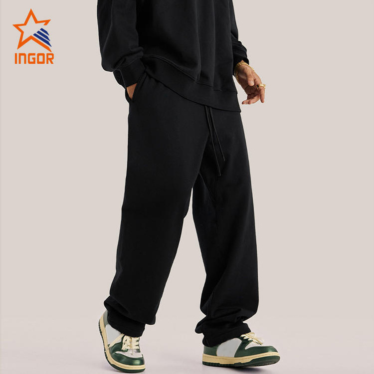 Wholesale Custom Private Label 100% Cotton Straight Leg Sweatpants Men Baggy Sweatpants