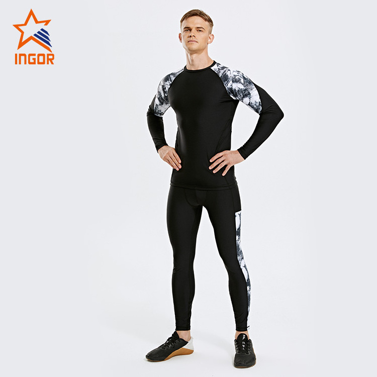 Ingor Custom Brand Dry-Fit Function Fabric Slim Fit Cutting Men Sportswear Two Piece Sets Gym Compression Sets