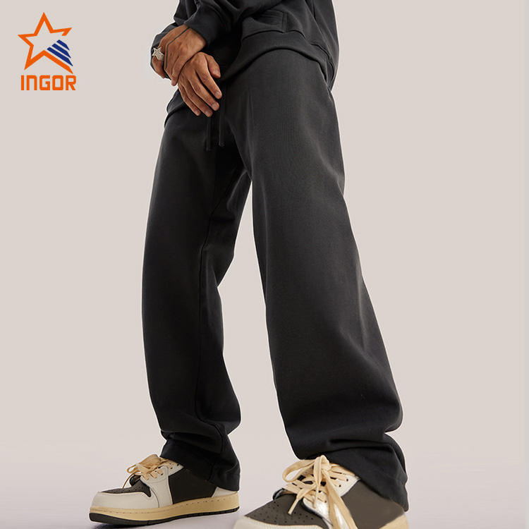 Wholesale Custom Private Label 100% Cotton Straight Leg Sweatpants Men Baggy Sweatpants