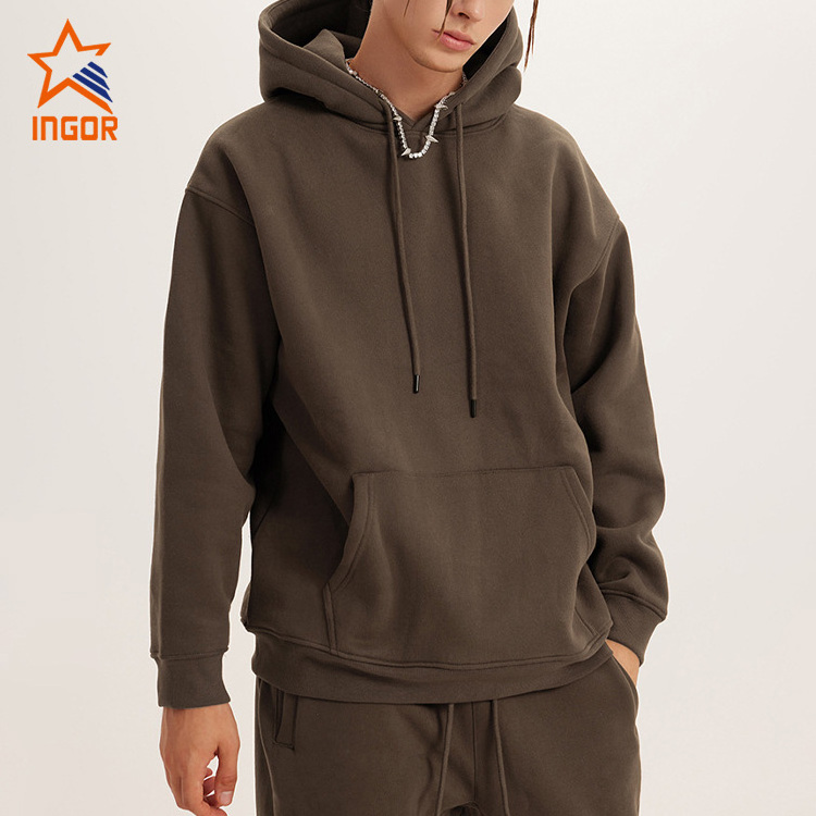 Ingor Custom Men's Hoodies Wholesale Cotton French Terry Black Hoodies Custom Design Men Hoodie