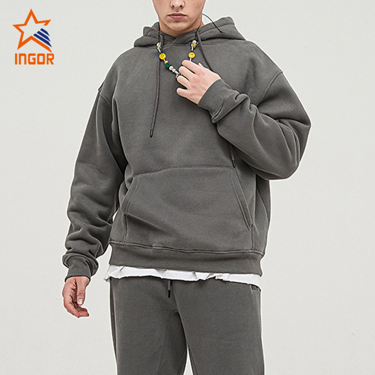 Ingor Custom Men's Hoodies Wholesale Cotton French Terry Black Hoodies Custom Design Men Hoodie