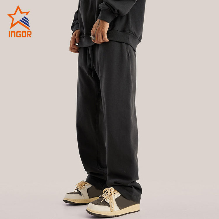 Wholesale Custom Private Label 100% Cotton Straight Leg Sweatpants Men Baggy Sweatpants