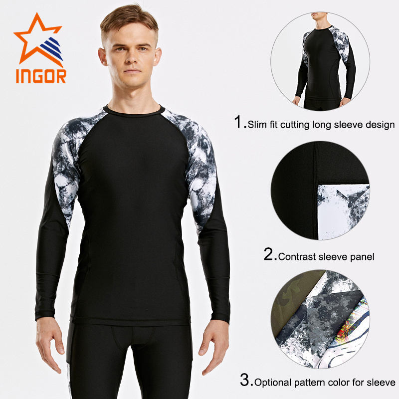 Ingor Custom Brand Dry-Fit Function Fabric Slim Fit Cutting Men Sportswear Two Piece Sets Gym Compression Sets