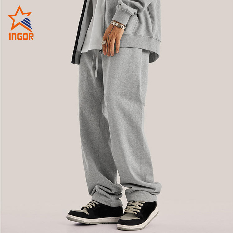 Wholesale Custom Private Label 100% Cotton Straight Leg Sweatpants Men Baggy Sweatpants