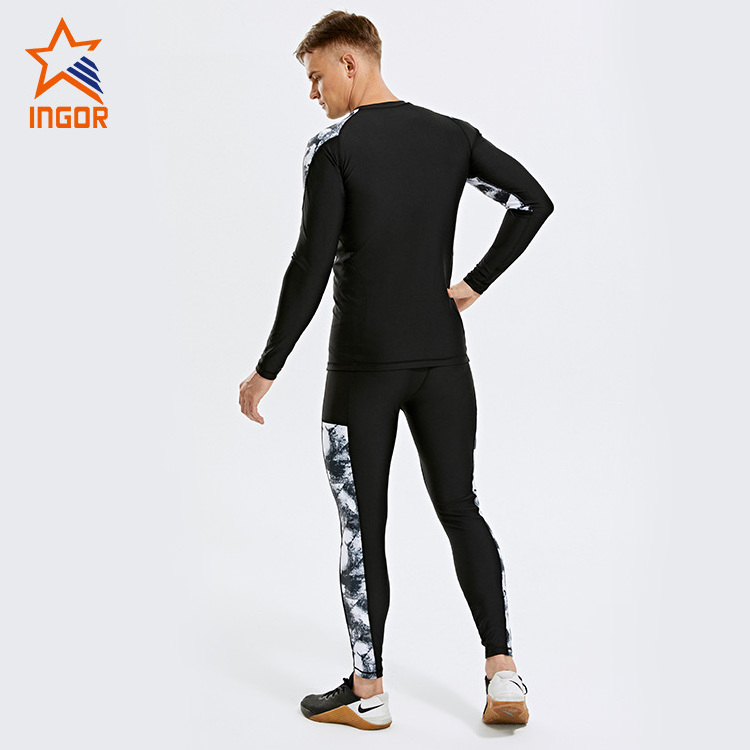 Ingor Custom Brand Dry-Fit Function Fabric Slim Fit Cutting Men Sportswear Two Piece Sets Gym Compression Sets