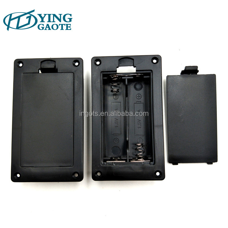 High quality wholesale Panel surface mounted 3V 2AA battery pack Black embedded aa x2 battery holder with switch and cover