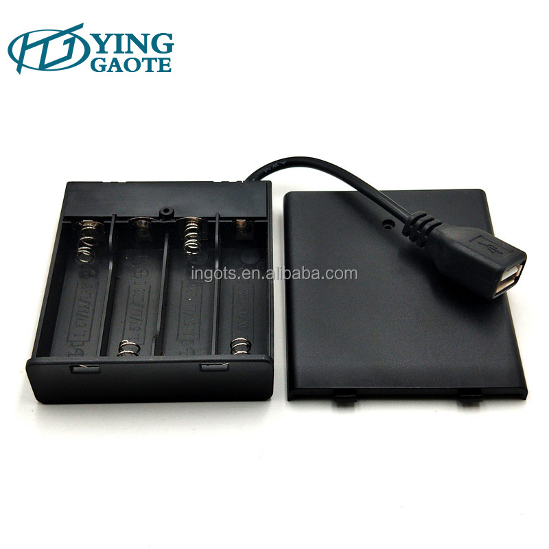 USB A female connector Cable 4AA 2AA  Black battery holder AA pack 6V 3V battery case with cable cover switch