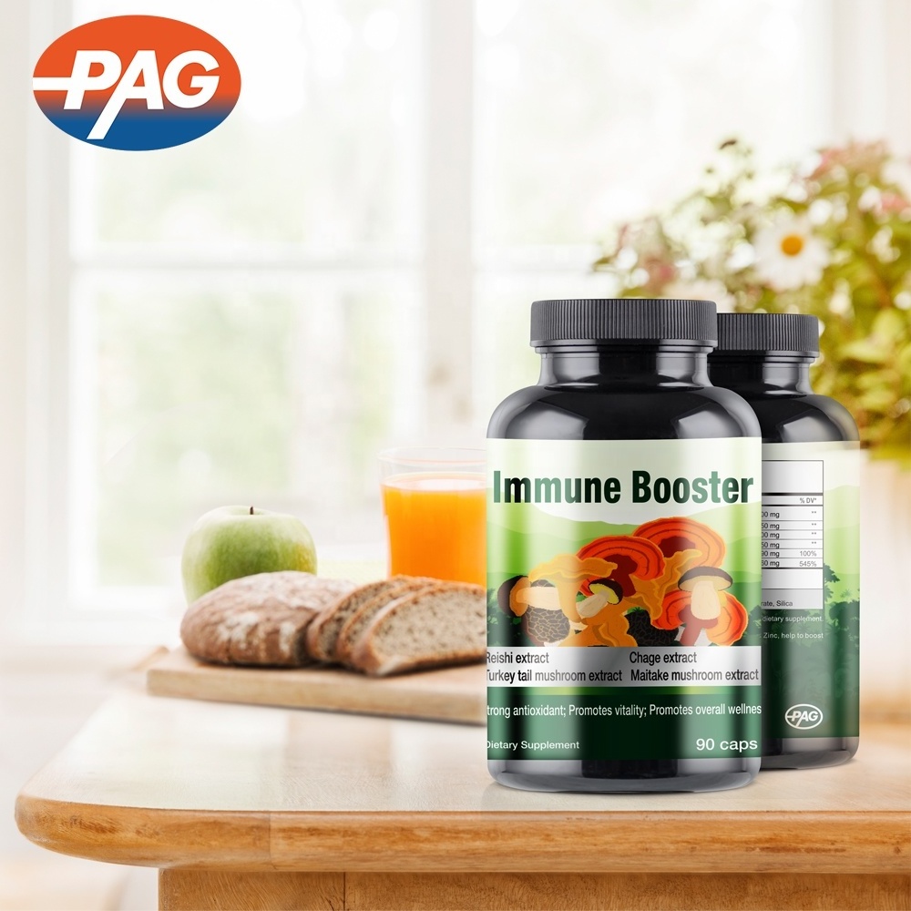 Private Label Immune Booster Supplement Maitake Chaga Red Reishi Lions Mane Mushroom Extract Herbal Capsules