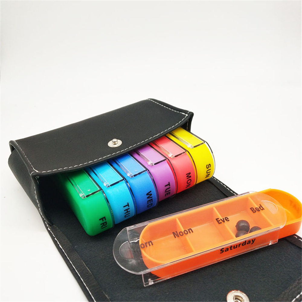 Pill Box Wallet 7 Days Pill Organizer Dispenser Weekly  Arc 7 Compartments Plastic Pill Box