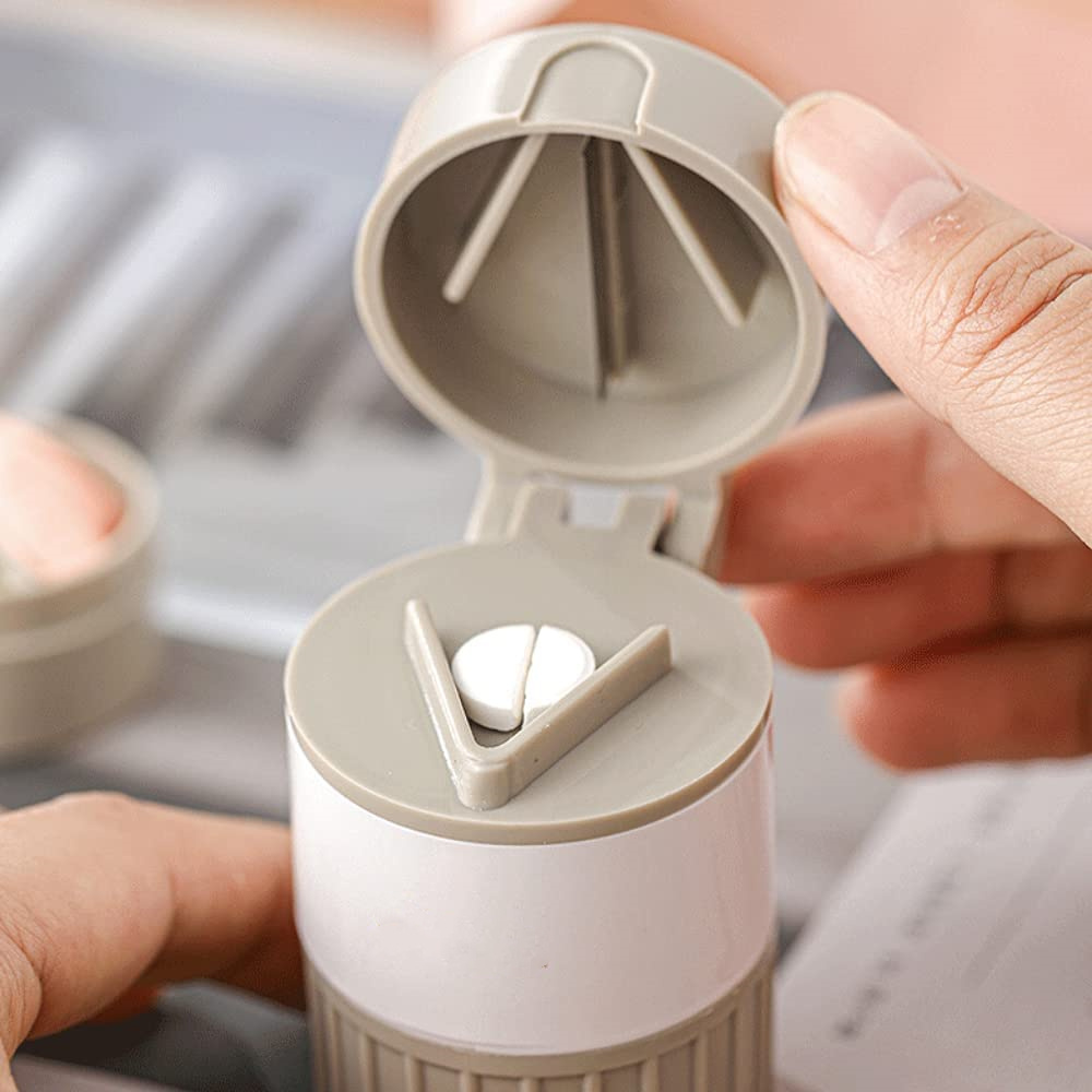 Pill Crusher With Pill Cutter Powder Grinder Medicine Tablet Divider 4 In 1 Pill Boxes