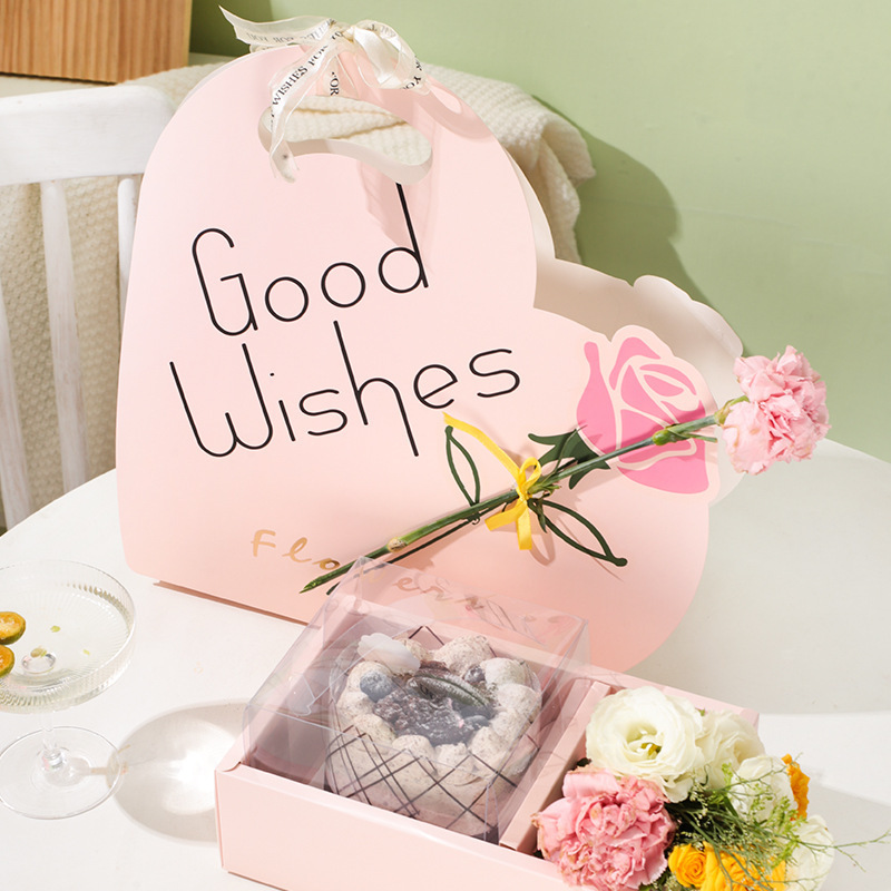 Decorative valentine day flower gift shipping paper packaging handmade boxes