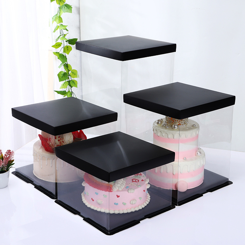 8 10 12 14 16 inch Tall Square Plastic clear Wedding Cake Boxes in stock