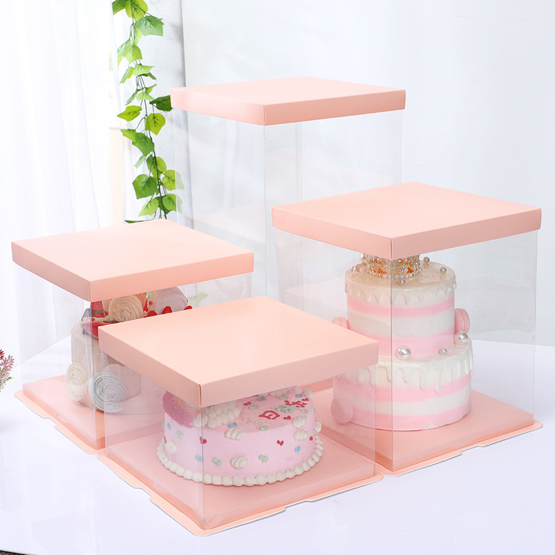 8 10 12 14 16 inch Tall Square Plastic clear Wedding Cake Boxes in stock