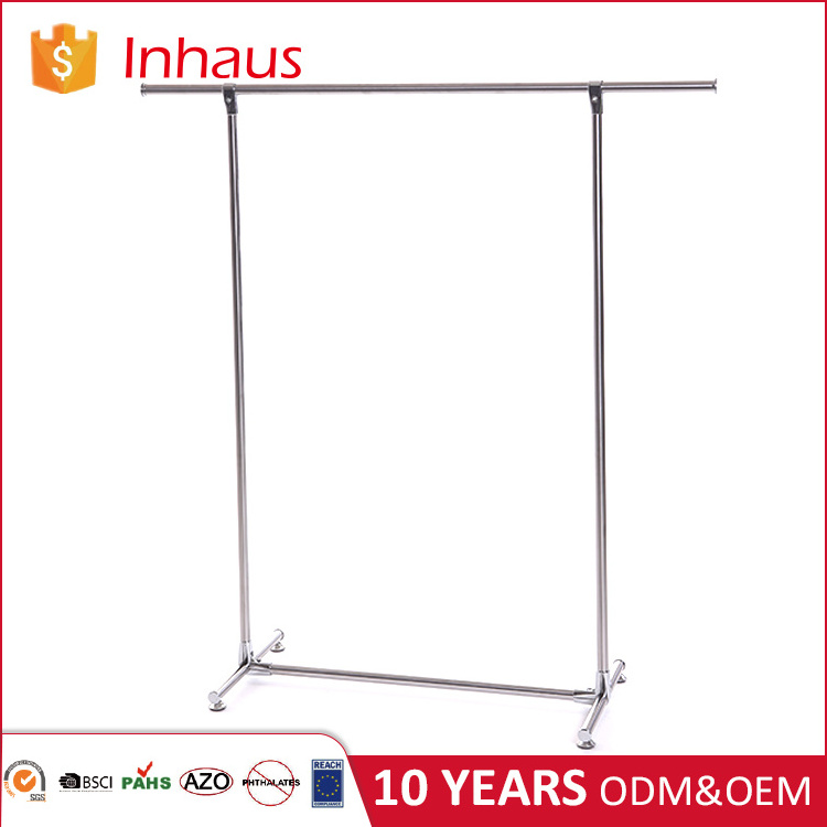 Clothes shop elegant adjustable metal single rail hanging clothes rack