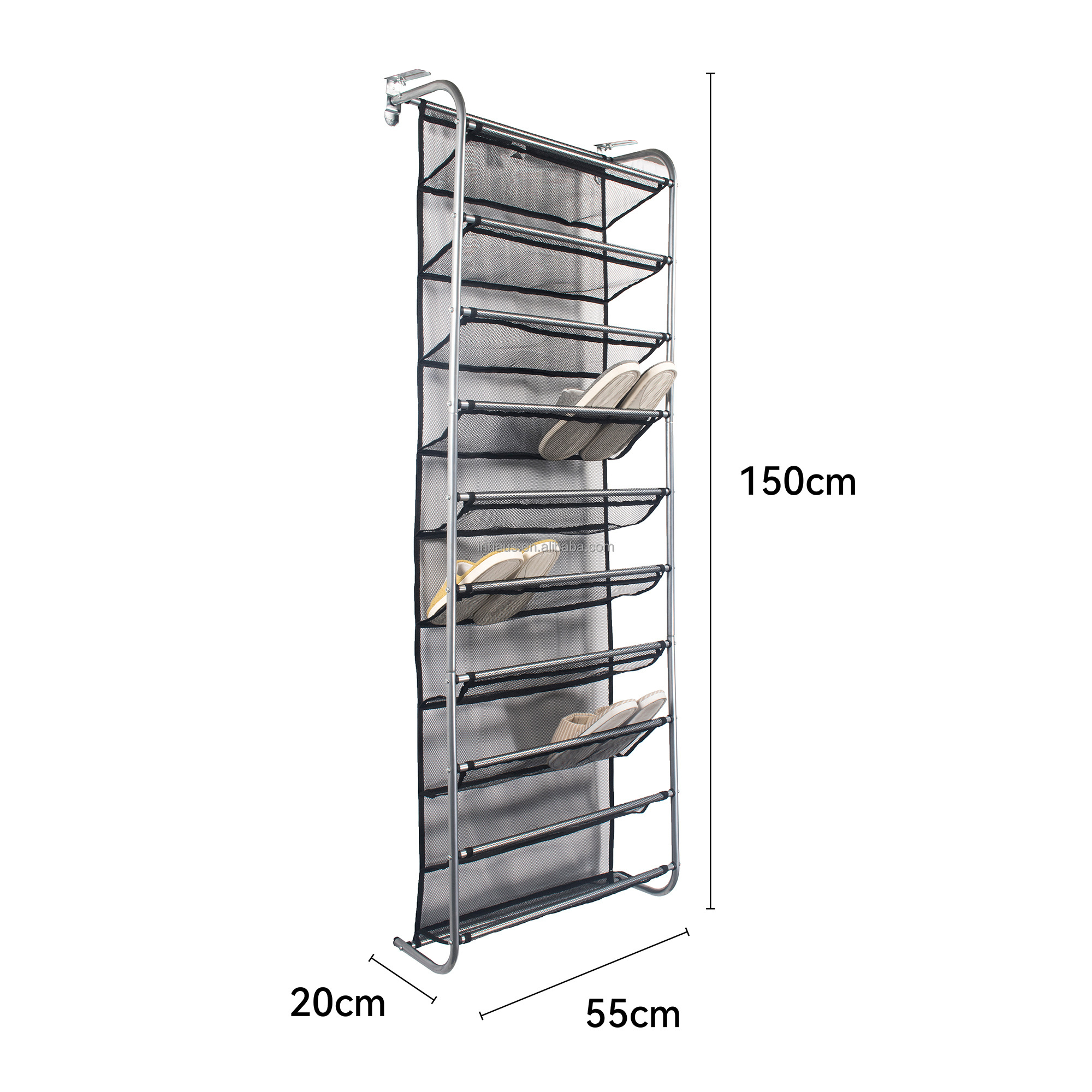 36 Pair Over Door Hanging Shoe Rack 10 Tier Shoes Organizer Wall Mounted Shoe Hanging Shelf, Space Saving