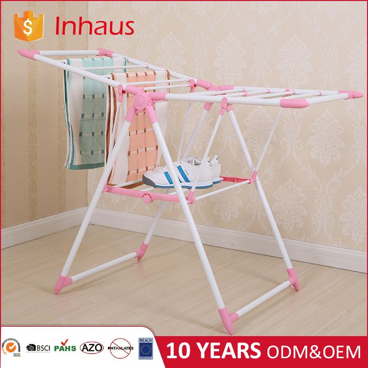 China Manufacturer Cheap Wholesale Custom baby clothes dryer pink bathroom hanging mini folding clothes rack for steaming