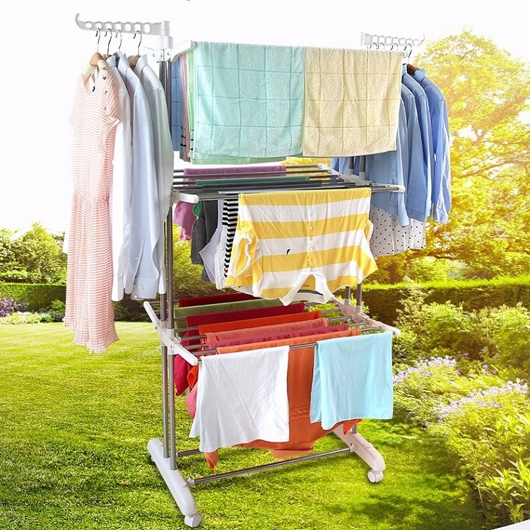 Multi-purpose clothes dryer indoor 3 tier foldable laundry drying rack