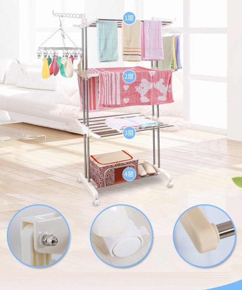 Multi-purpose clothes dryer indoor 3 tier foldable laundry drying rack