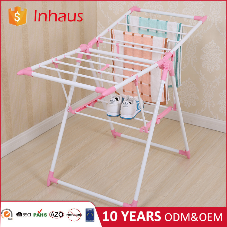 China Manufacturer Cheap Wholesale Custom baby clothes dryer pink bathroom hanging mini folding clothes rack for steaming