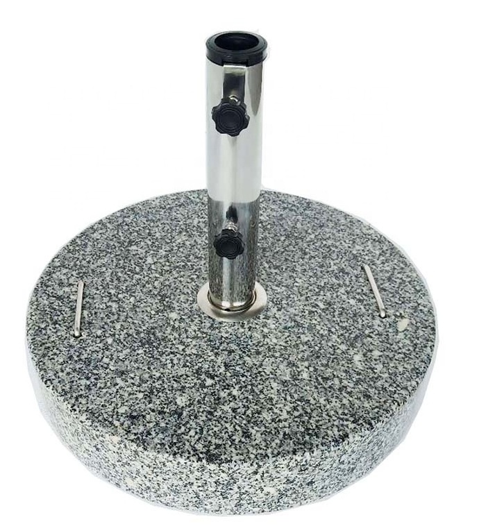 Outdoor Patio Round Natural Stone Granite Sun Umbrella Base Parasol Base with Stainless Steel Stand