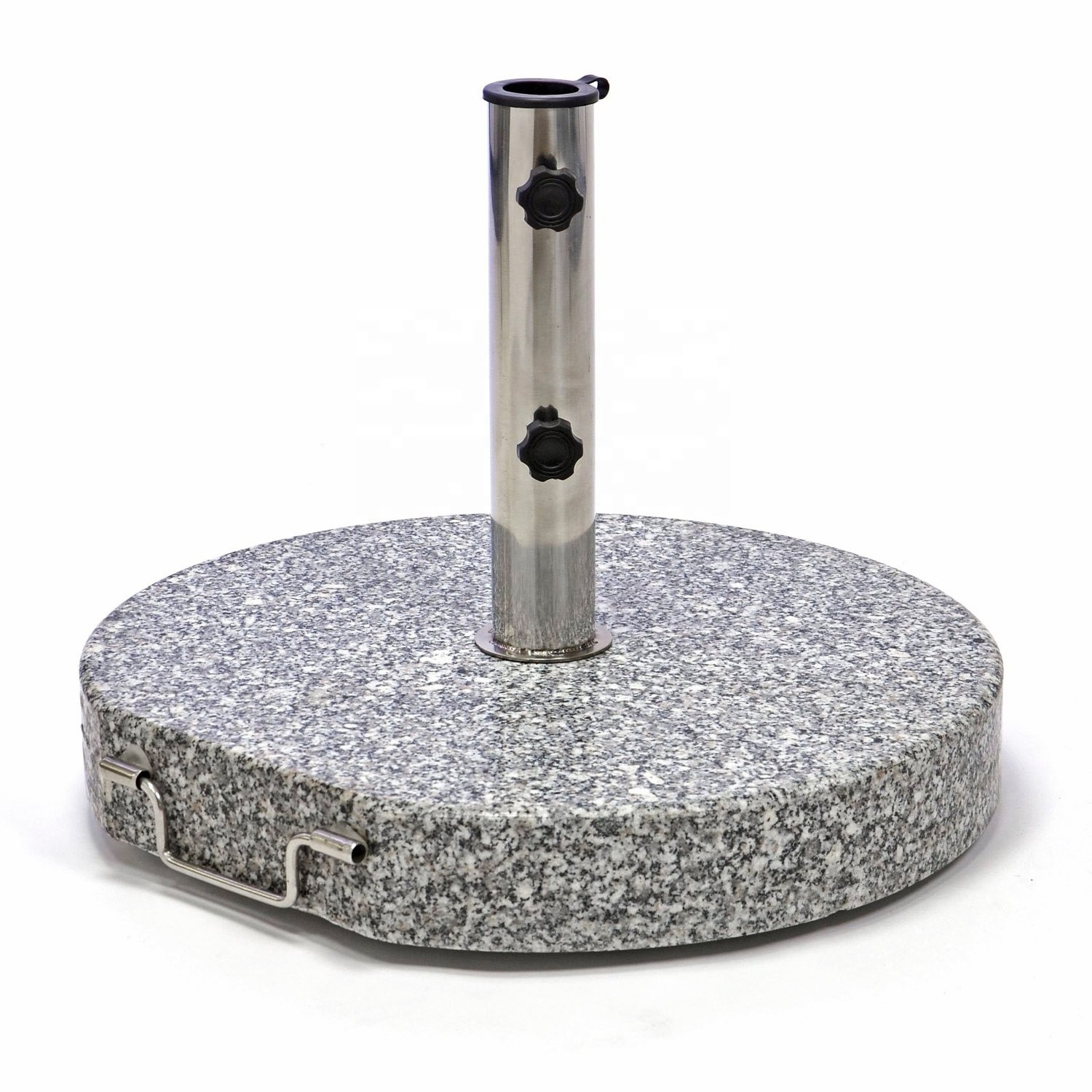 Outdoor Patio Round Natural Stone Granite Sun Umbrella Base Parasol Base with Stainless Steel Stand