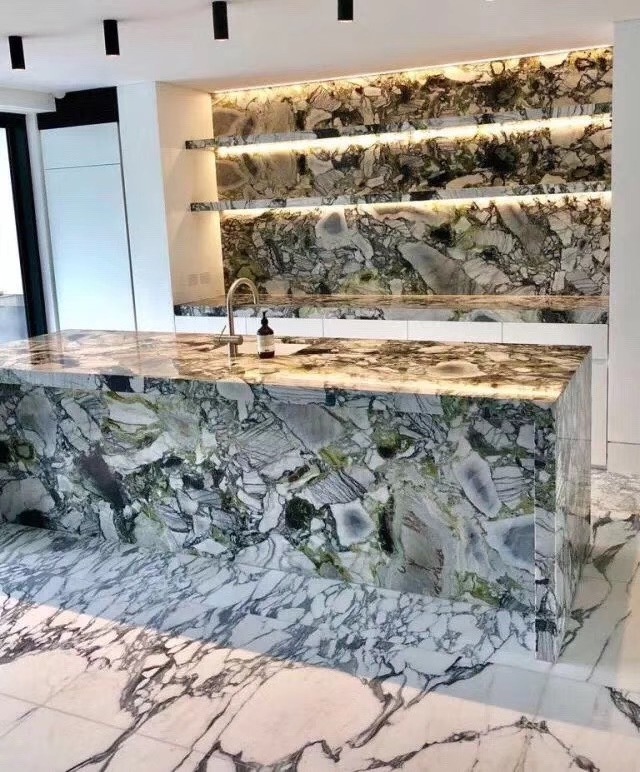 China Calacatta Verde Colorful Connect Ice Jade Marble Cold Emerald Jade Ice Green Marble for House White Beauty Marble