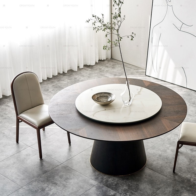 Restaurant Furniture Rotatable Dining Table Nature Marble Large Round Dining Tables Modern