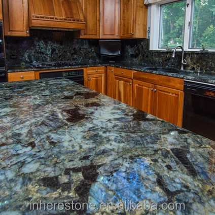 labradorite blue granite slab for prefab granite kitchen countertop