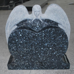 Natural Stone Angel Monument Blue Pearl Granite Headstone Wholesale Headstones For Sale