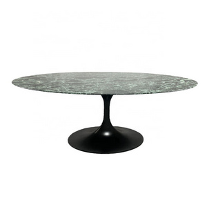 High End Furniture Stylish Design Italian Green Verde Alpi Marble Top Tulip Dining Table with Black Aluminum Leg