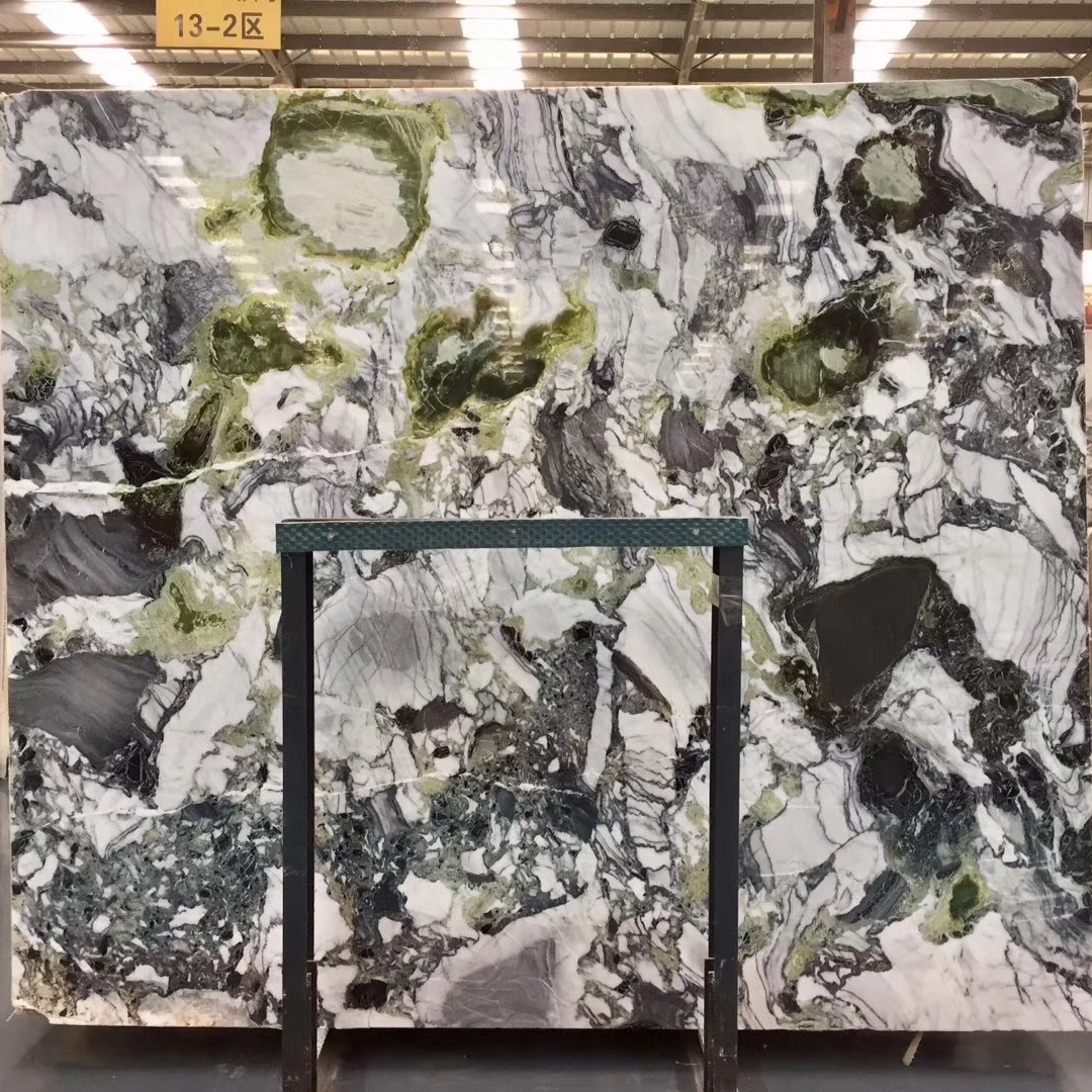 China Calacatta Verde Colorful Connect Ice Jade Marble Cold Emerald Jade Ice Green Marble for House White Beauty Marble