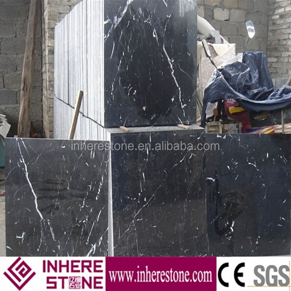 Black Marquina marble, black granite with white veins