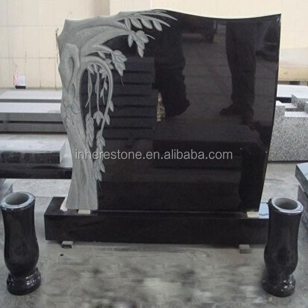 shanxi black granite carving tombstone, modern granite headstone, grave cover